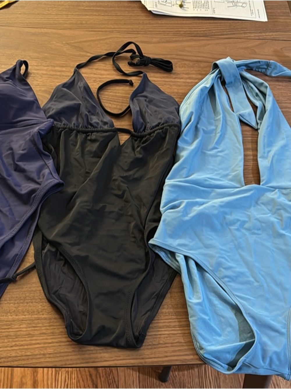 2 Lively and 1 Aerie One-Piece Swimsuits in Black and Blue